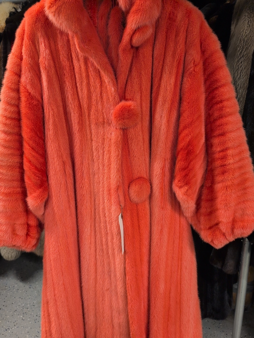 Red Mink  Fur Long Coat - Women's Statement Jacket